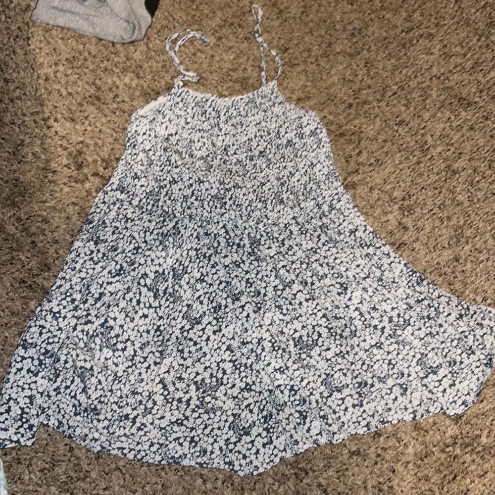 White and blue floral sun dress